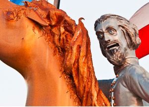This is up close and personal with the statue of Nathan Bedford Forrest that can be seen from I-65 in Nashville.  An appropriately scary look for the man who formed the KKK. 